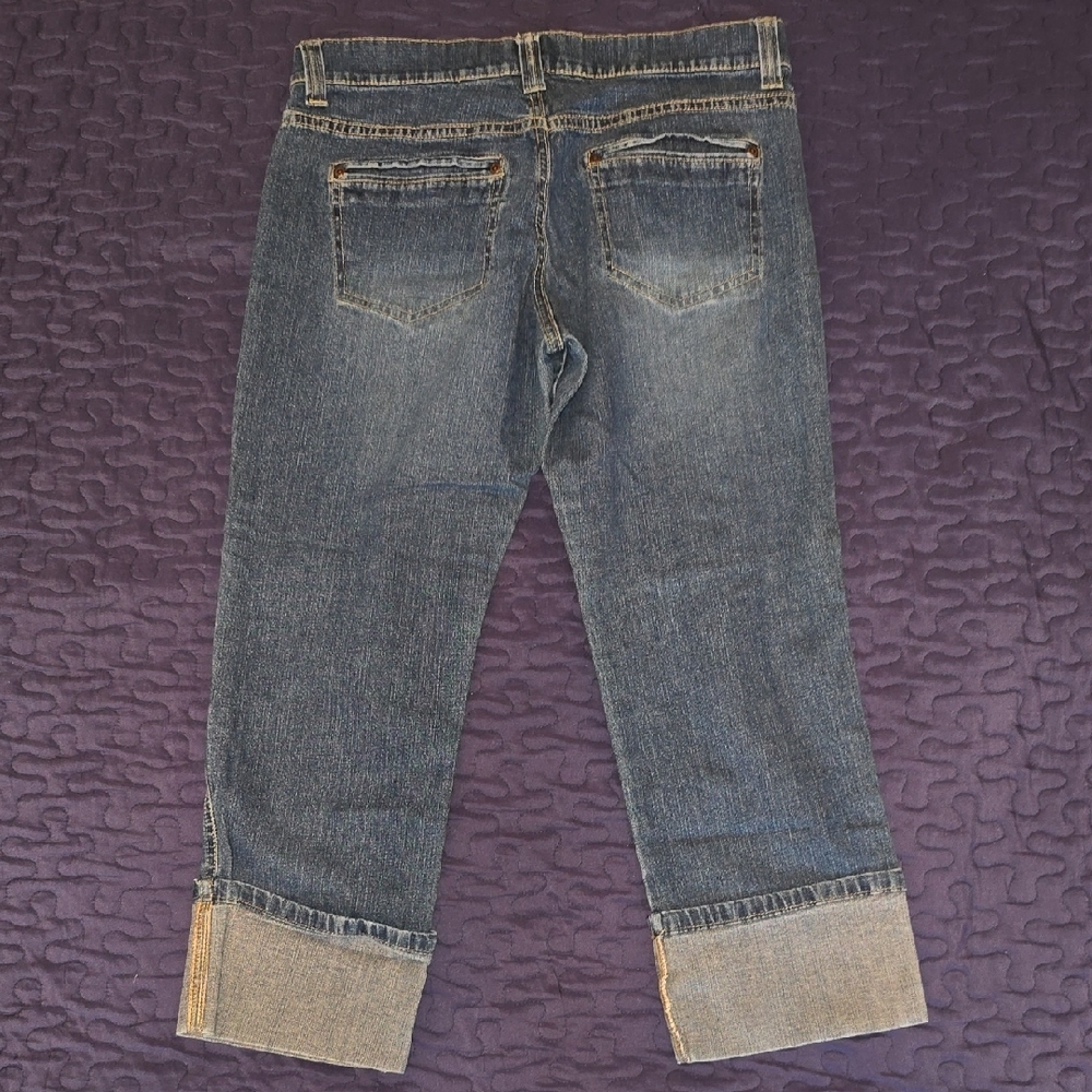 Old Navy Women's Cropped Stretch Capri Blue Jeans Size 8 - Picture 4 of 4